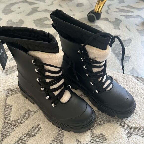 Marc Fisher Freely Waterproof Combat Lace-Up Boot in Black Size 10 NEW - Picture 7 of 9